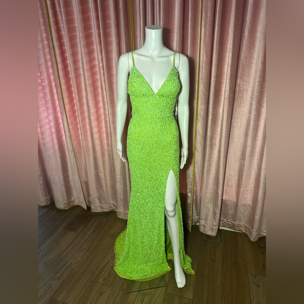 Jovani 23148 Lime Sequin Gown Sz 2 NWT $575